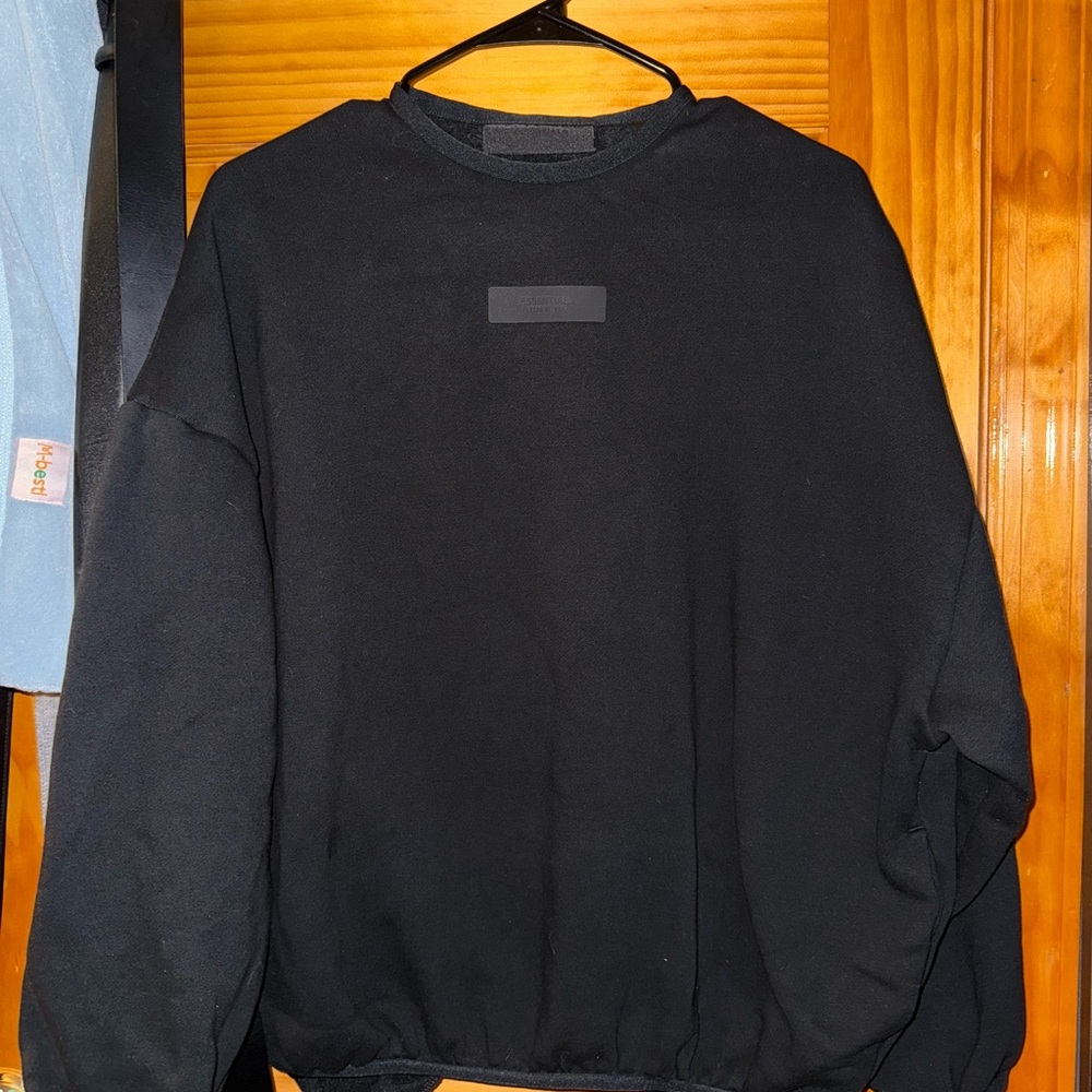 Essentials Black Crewneck Sweater Classic Design